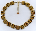 Vintage Striped Black, Topaz, 24 Kt. Gold Necklace