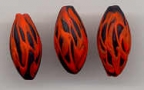 Red & Black, Small, 21-23mm Oval "Paint Drip"