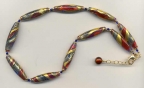 Periwinkle Blue, Rubino, Oro, Long Oval, Murano Bead Necklace