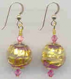 14mm Pink "Fenice" Bead Earrings