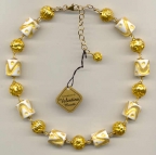White & 24 Karat Gold "King Tut" Necklace