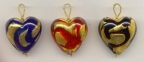 Large, 32mm Gold Foil Heart Pendant with Colored Swirls